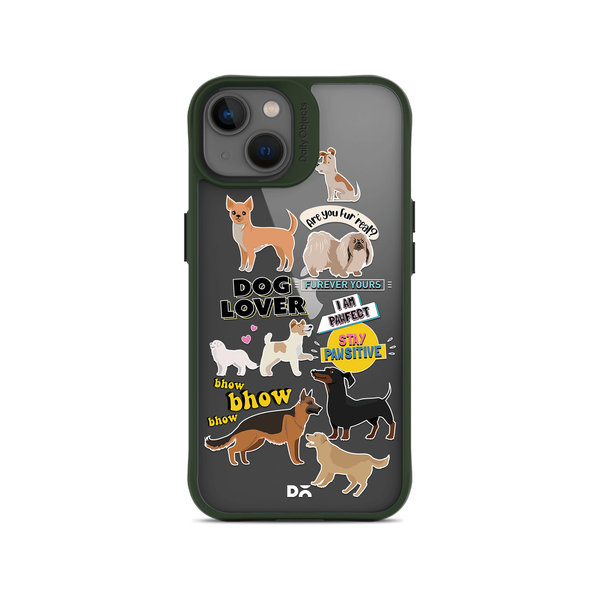 

DailyObjects Fur Babies Green Hybrid Clear Case Cover For iPhone 13 Mini