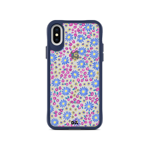 

DailyObjects Glittering Daisy Blue Hybrid Clear Case Cover For iPhone XS