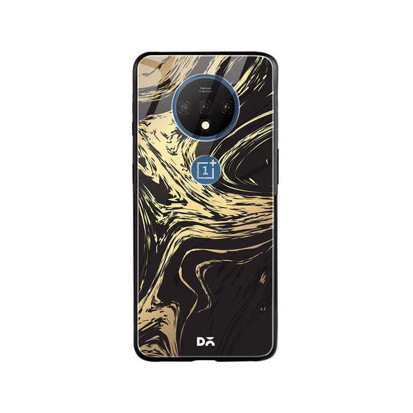DailyObjects Gold Marble Art Glass Case Cover For OnePlus 7T