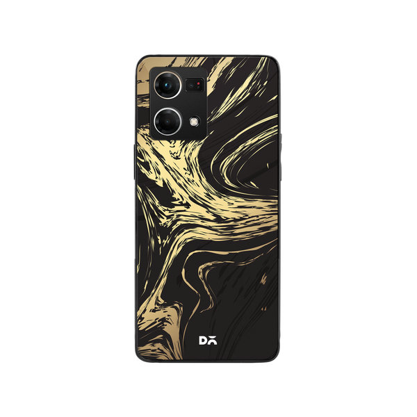 

DailyObjects Gold Marble Art Glass Case Cover For Oppo F21 Pro
