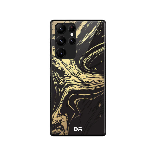 DailyObjects Gold Marble Art Glass Case Cover For Samsung Galaxy S22 Ultra