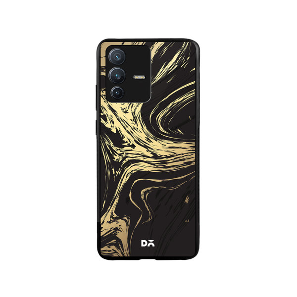 

DailyObjects Gold Marble Art Glass Case Cover For Vivo V23 Pro