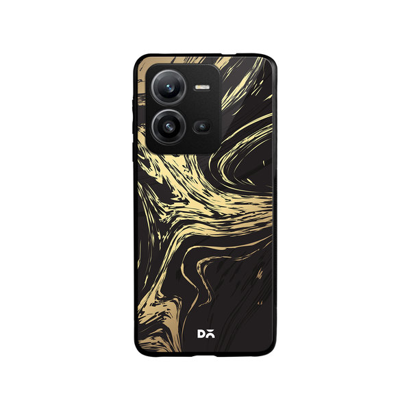 

DailyObjects Gold Marble Art Glass Case Cover For Vivo V25