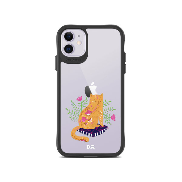 

DailyObjects Happy Kitty Black Hybrid Clear Case Cover For iPhone 11