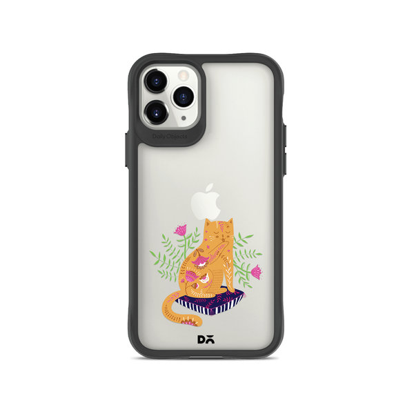 

DailyObjects Happy Kitty Black Hybrid Clear Case Cover For iPhone 11 Pro