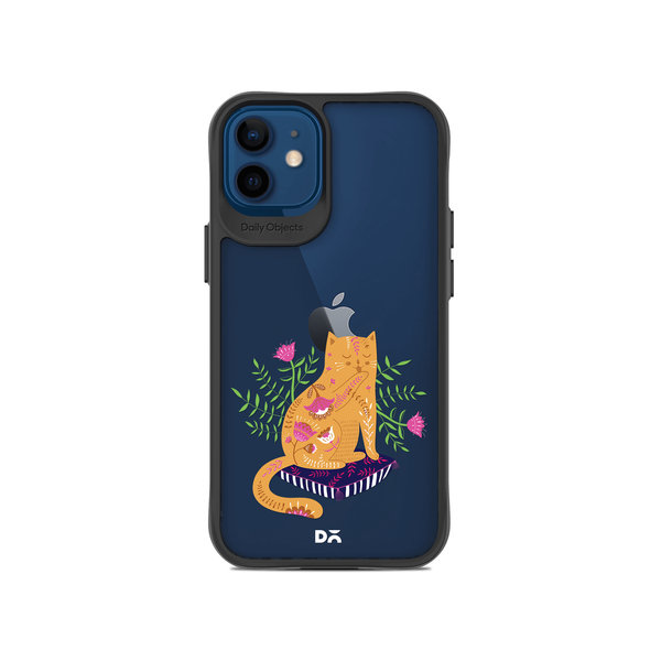 

DailyObjects Happy Kitty Black Hybrid Clear Case Cover For iPhone 12