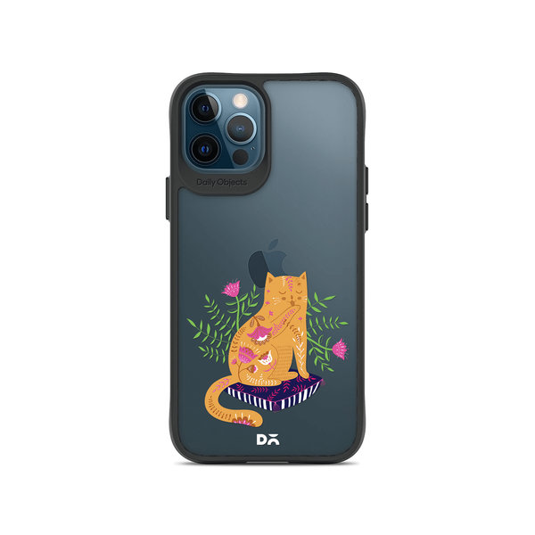 

DailyObjects Happy Kitty Black Hybrid Clear Case Cover For iPhone 12 Pro Max