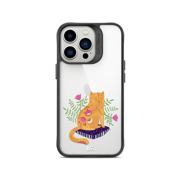

DailyObjects Happy Kitty Black Hybrid Clear Case Cover For iPhone 13 Pro