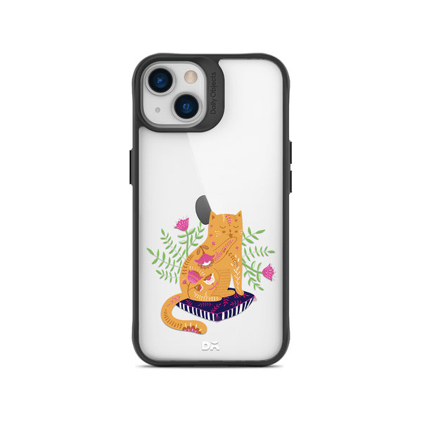 

DailyObjects Happy Kitty Black Hybrid Clear Case Cover For iPhone 14 Plus