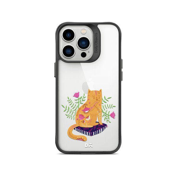 

DailyObjects Happy Kitty Black Hybrid Clear Case Cover For iPhone 14 Pro Max