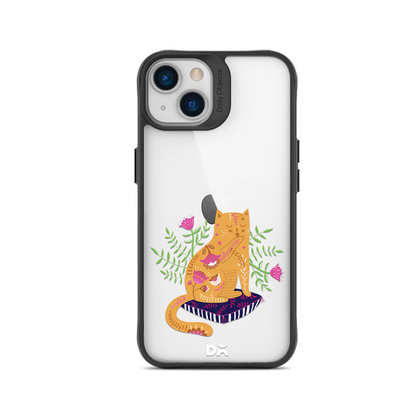 

DailyObjects Happy Kitty Black Hybrid Clear Case Cover For iPhone 15 Plus