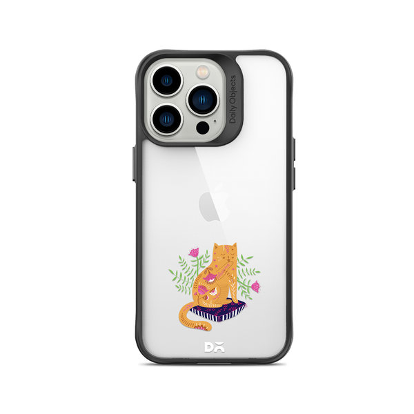

DailyObjects Happy Kitty Black Hybrid Clear Case Cover For iPhone 15 Pro