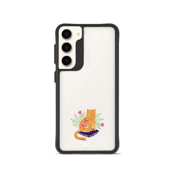 

DailyObjects Happy Kitty Black Hybrid Clear Case Cover For Samsung Galaxy S23 Plus