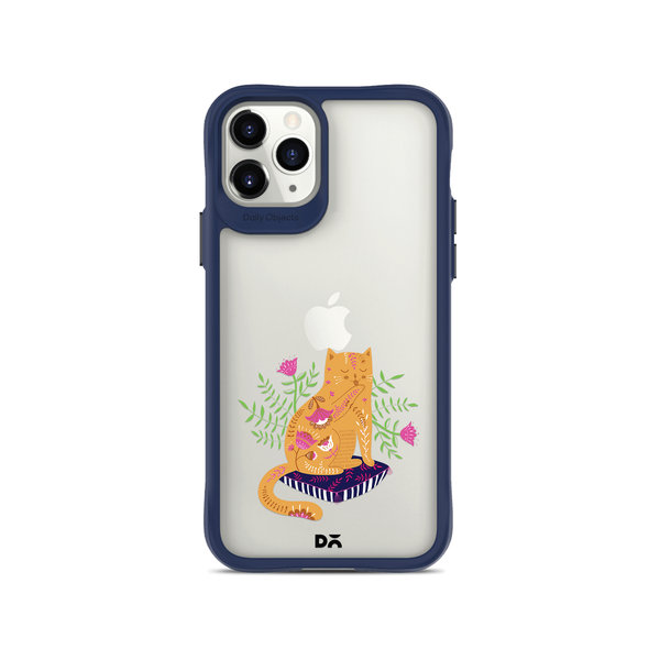 

DailyObjects Happy Kitty Blue Hybrid Clear Case Cover For iPhone 11 Pro Max