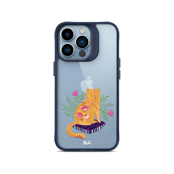 

DailyObjects Happy Kitty Blue Hybrid Clear Case Cover For iPhone 13 Pro Max