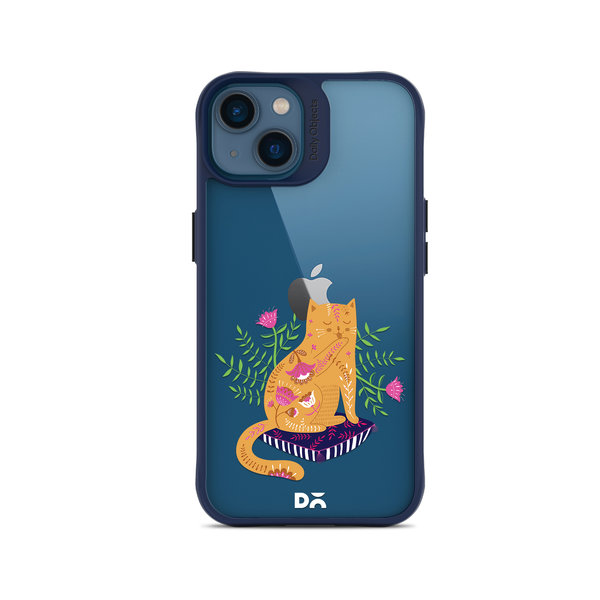 

DailyObjects Happy Kitty Blue Hybrid Clear Case Cover For iPhone 14 Plus