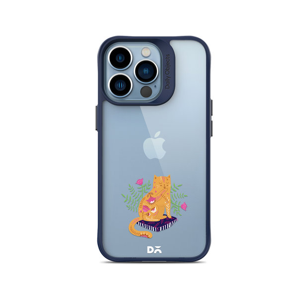 

DailyObjects Happy Kitty Blue Hybrid Clear Case Cover For iPhone 14 Pro