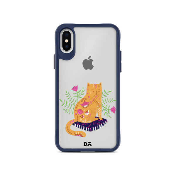 

DailyObjects Happy Kitty Blue Hybrid Clear Case Cover For iPhone XS