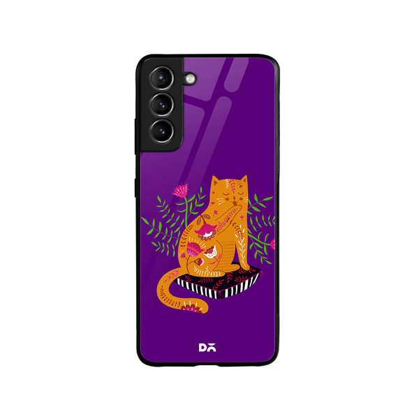 

DailyObjects Happy Kitty Glass Case Cover For Samsung Galaxy S21