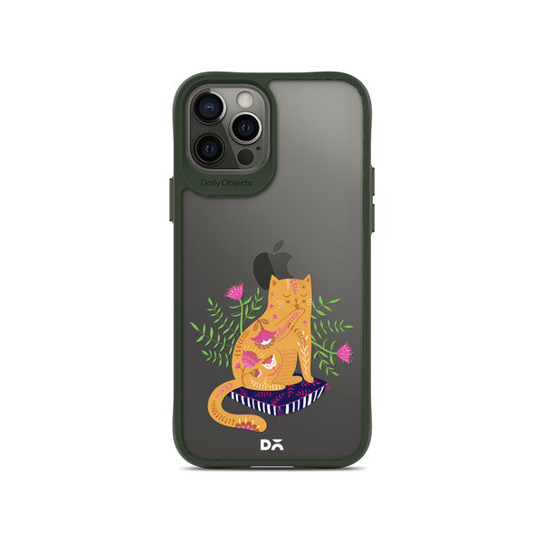 

DailyObjects Happy Kitty Green Hybrid Clear Case Cover For iPhone 12 Pro Max