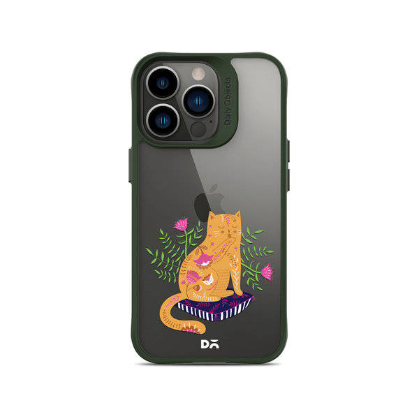 

DailyObjects Happy Kitty Green Hybrid Clear Case Cover For iPhone 13 Pro Max