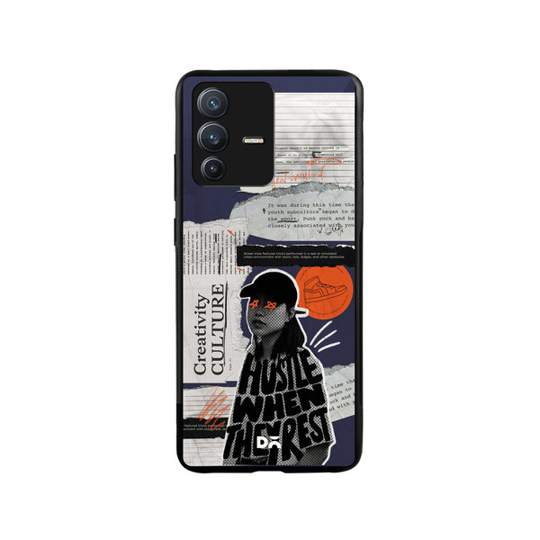 

DailyObjects Hustle When They Rest Glass Case Cover For Vivo V23