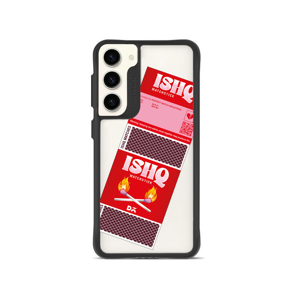 

DailyObjects Ishq Matchsticks Black Hybrid Clear Case Cover For Samsung Galaxy S23 Plus