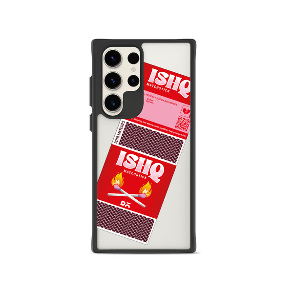 

DailyObjects Ishq Matchsticks Black Hybrid Clear Case Cover For Samsung Galaxy S23 Ultra