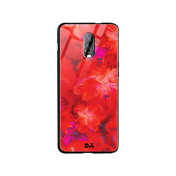 

DailyObjects Large Red Marble Flowers Glass Case Cover For OnePlus 7