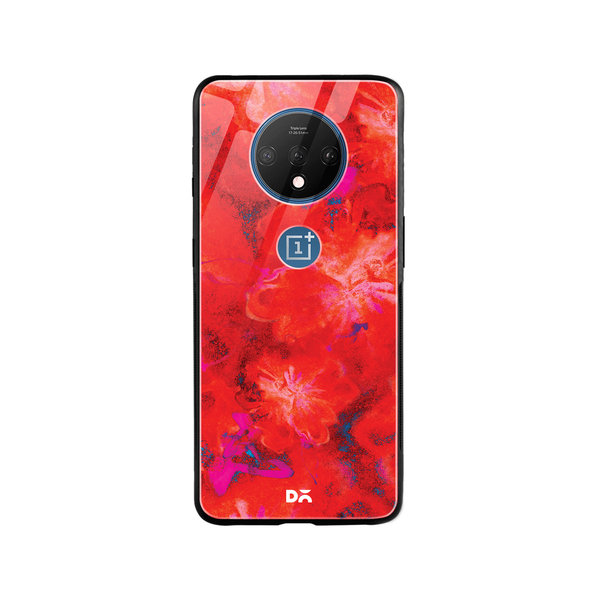 

DailyObjects Large Red Marble Flowers Glass Case Cover For OnePlus 7T
