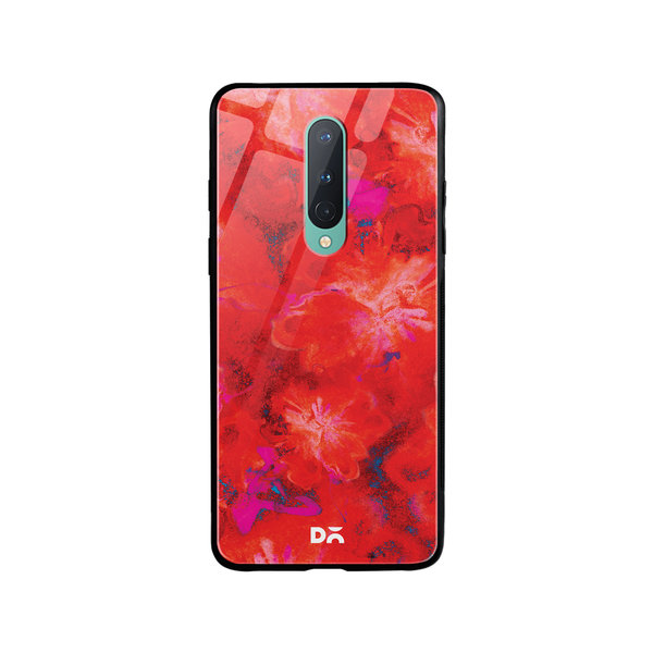 

DailyObjects Large Red Marble Flowers Glass Case Cover For OnePlus 8