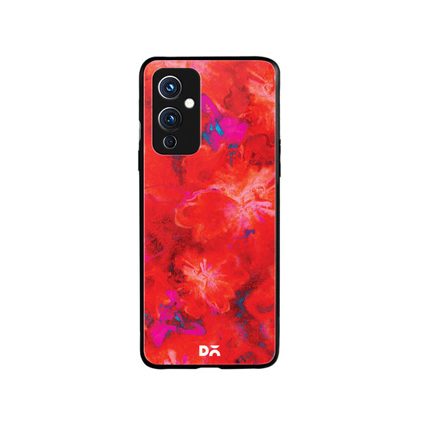 DailyObjects Large Red Marble Flowers Glass Case Cover For OnePlus 9