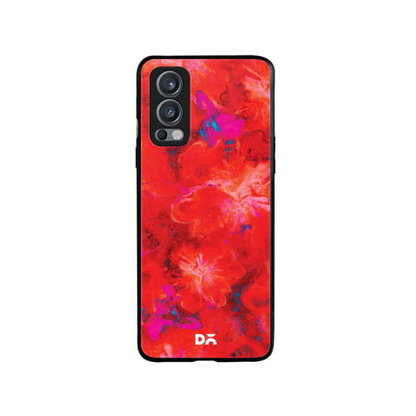 

DailyObjects Large Red Marble Flowers Glass Case Cover For OnePlus Nord 2