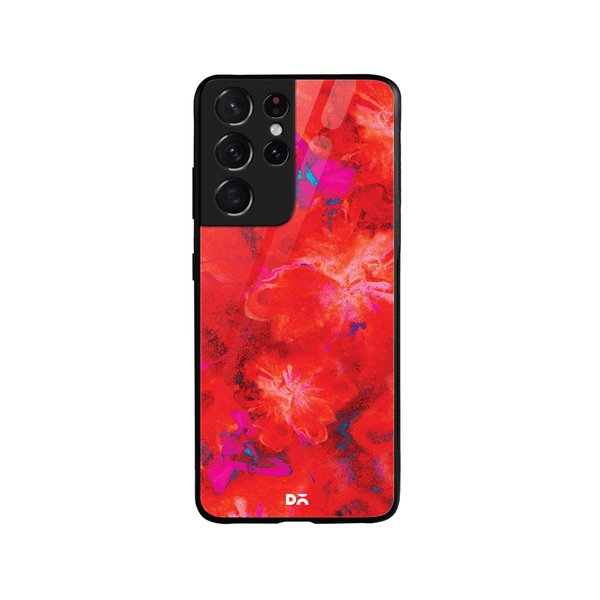 

DailyObjects Large Red Marble Flowers Glass Case Cover For Samsung Galaxy S21 Ultra