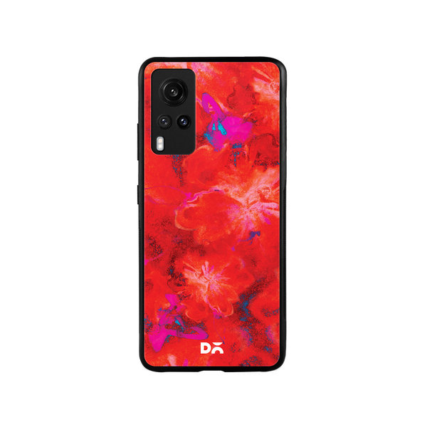 

DailyObjects Large Red Marble Flowers Glass Case Cover For Vivo X60