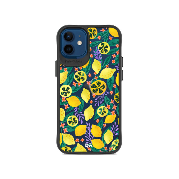

DailyObjects Lemony Leafy Black Hybrid Clear Case Cover For iPhone 12