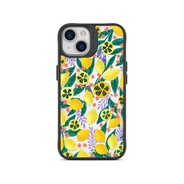 

DailyObjects Lemony Leafy Black Hybrid Clear Case Cover For iPhone 13 Mini