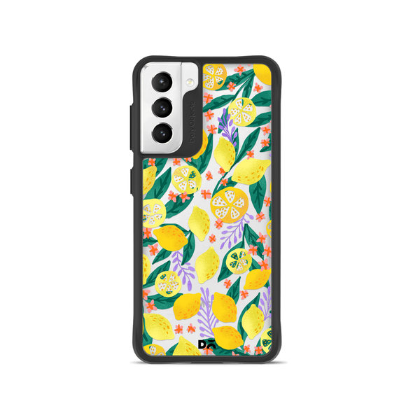 

DailyObjects Lemony Leafy Black Hybrid Clear Case Cover For Samsung Galaxy S22