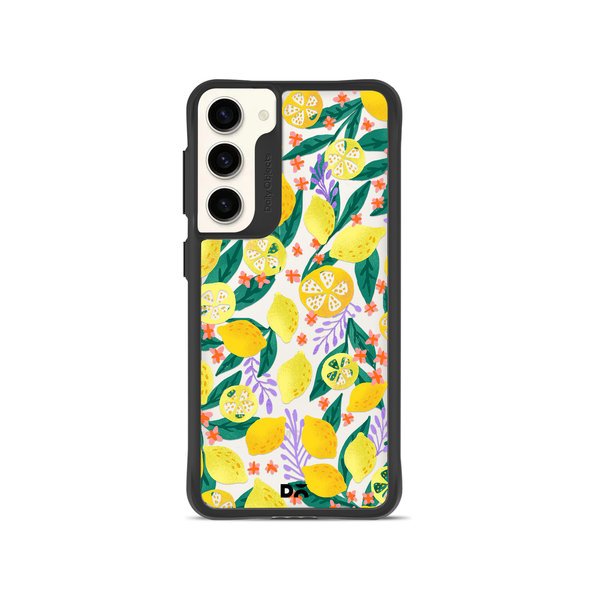 

DailyObjects Lemony Leafy Black Hybrid Clear Case Cover For Samsung Galaxy S23