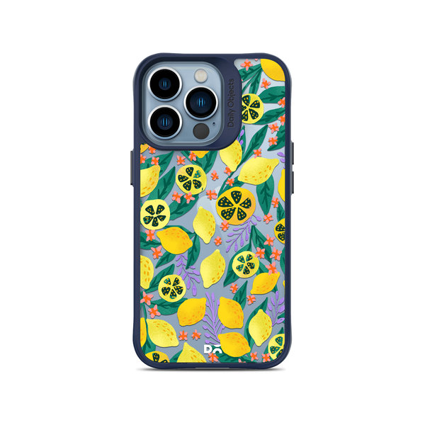 

DailyObjects Lemony Leafy Blue Hybrid Clear Case Cover For iPhone 13 Pro Max