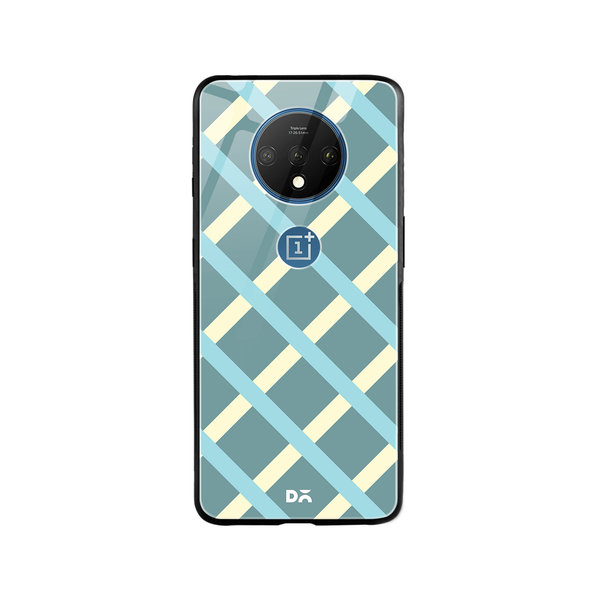 

DailyObjects Light Teal Diagonal Checks Glass Case Cover For OnePlus 7T