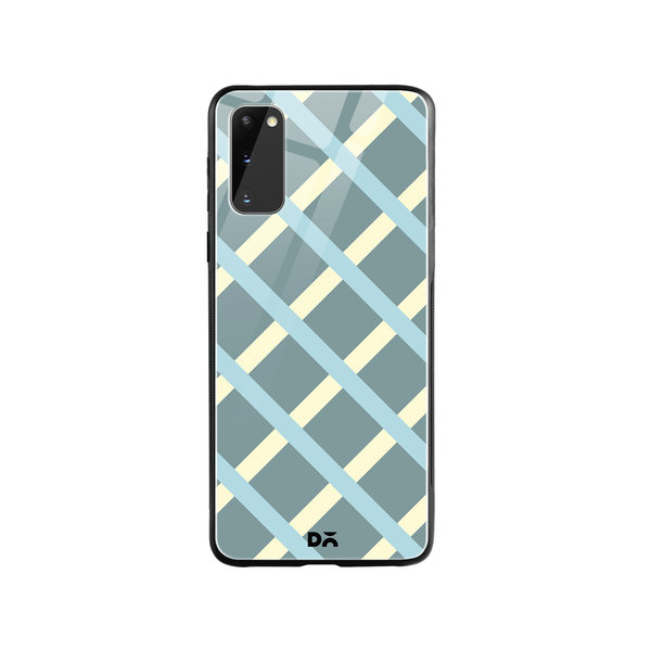 

DailyObjects Light teal Diagonal Checks Glass Case Cover For Samsung Galaxy S20