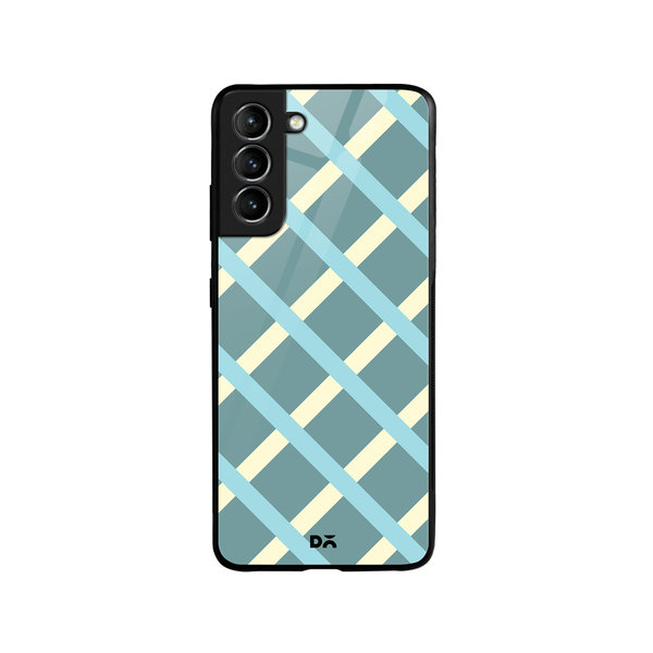 

DailyObjects Light teal Diagonal Checks Glass Case Cover For Samsung Galaxy S21 Plus