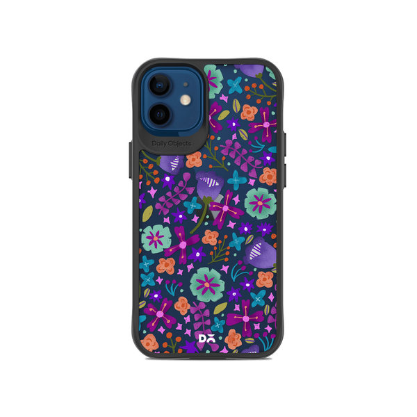 

DailyObjects Lilac Bellflower Black Hybrid Clear Case Cover For iPhone 12