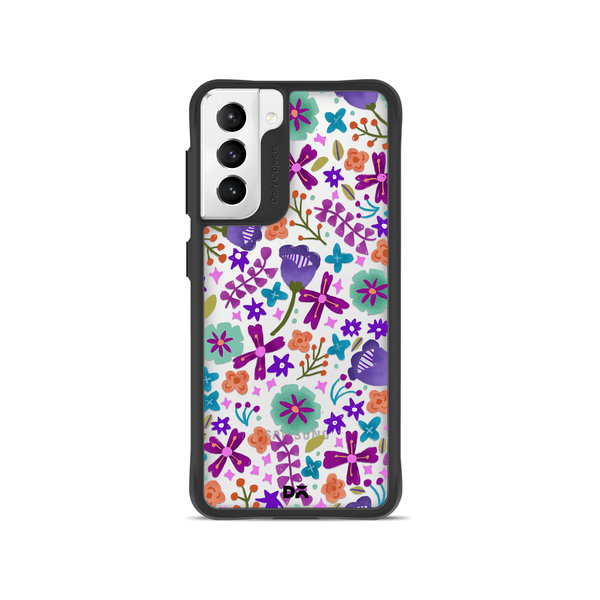 

DailyObjects Lilac Bellflower Black Hybrid Clear Case Cover For Samsung Galaxy S22