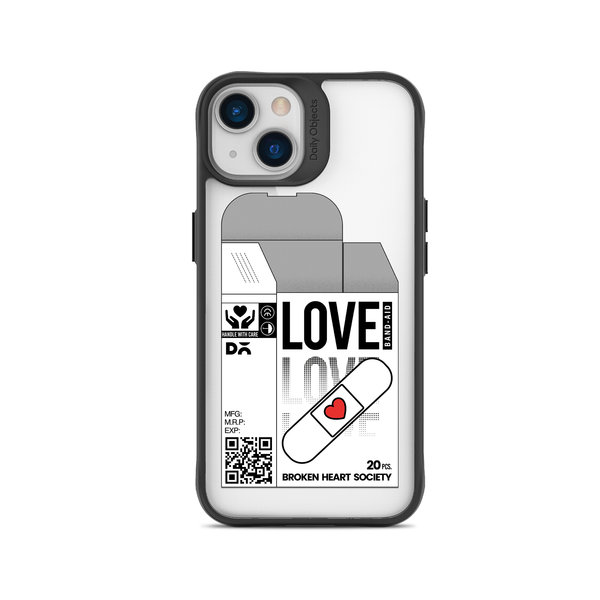 

DailyObjects Love Band-Aid Black Hybrid Clear Case Cover For iPhone 13 Mini
