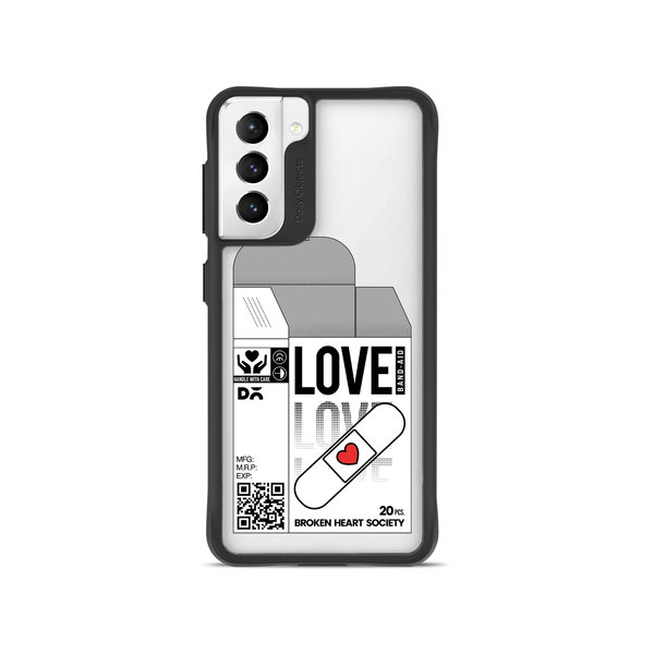 

DailyObjects Love Band-Aid Black Hybrid Clear Case Cover For Samsung Galaxy S21 Plus
