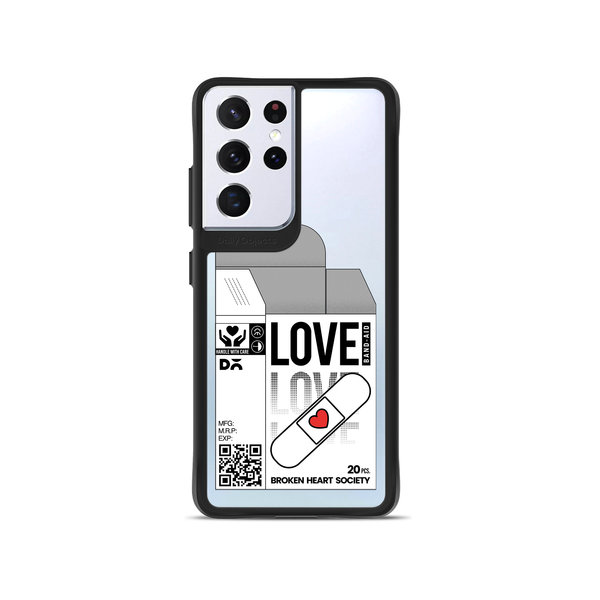 

DailyObjects Love Band-Aid Black Hybrid Clear Case Cover For Samsung Galaxy S21 Ultra