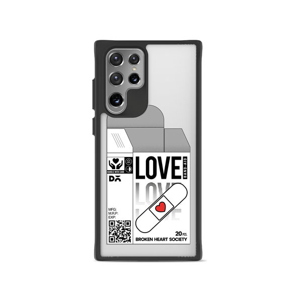 

DailyObjects Love Band-Aid Black Hybrid Clear Case Cover For Samsung Galaxy S22 Ultra