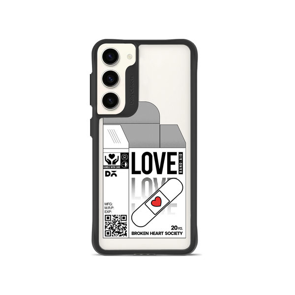 

DailyObjects Love Band-Aid Black Hybrid Clear Case Cover For Samsung Galaxy S23